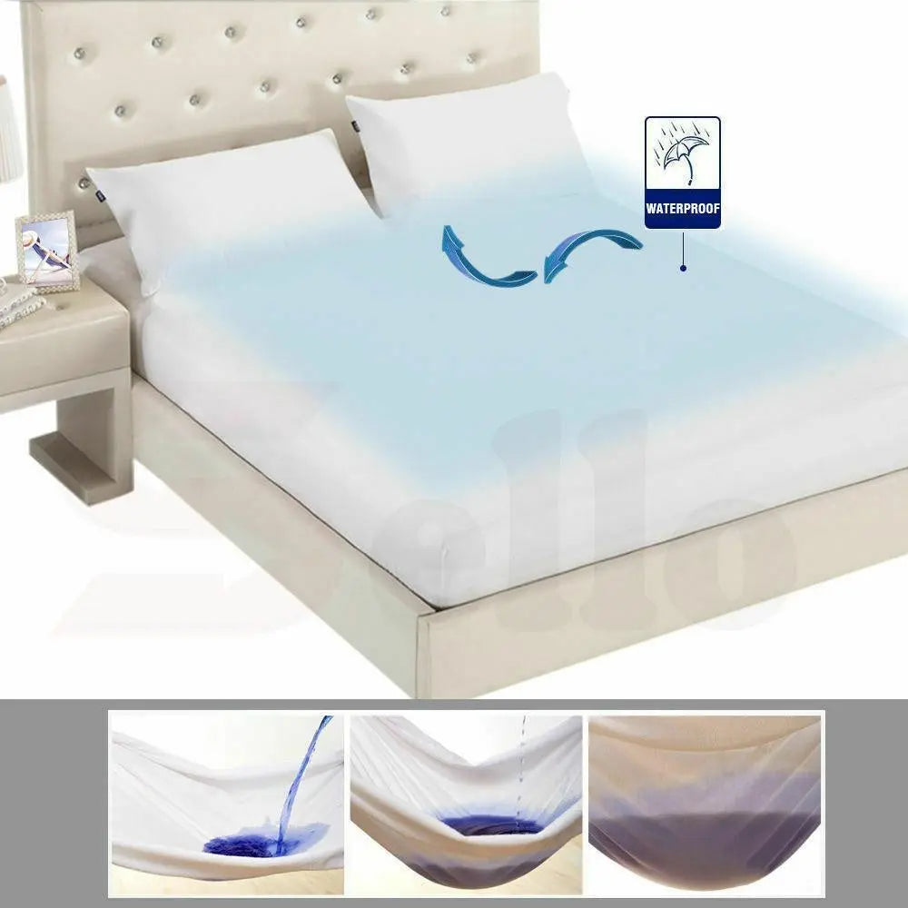 DreamZ Terry Cotton Fully Fitted Waterproof Mattress Protector in King size, featuring a soft terry cover and waterproof PU coating.