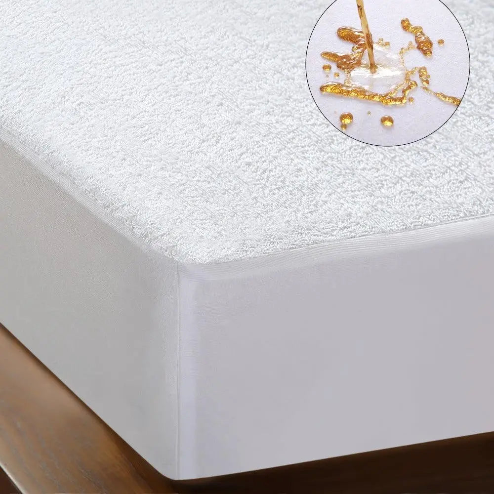 DreamZ Terry Cotton Fully Fitted Waterproof Mattress Protector in King size, featuring a soft terry cover and waterproof PU coating.