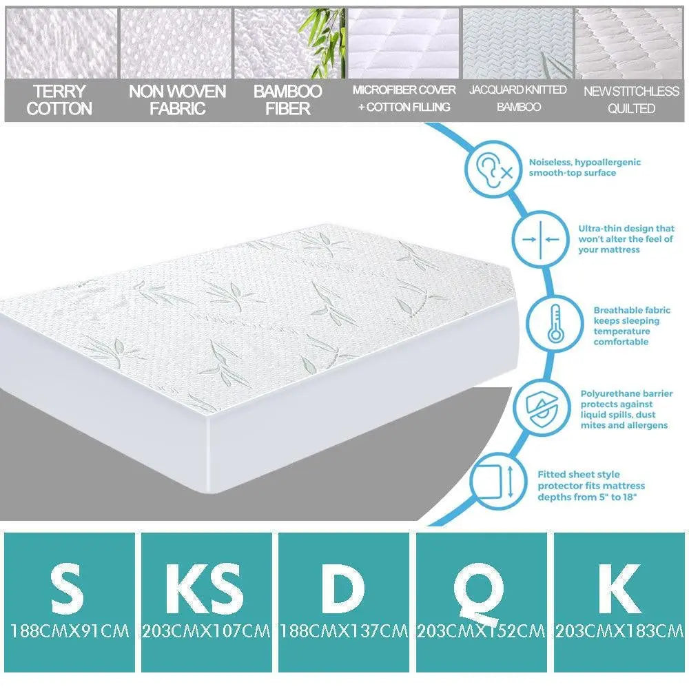 DreamZ Terry Cotton Fully Fitted Waterproof Mattress Protector in King size, featuring a soft terry cover and waterproof PU coating.