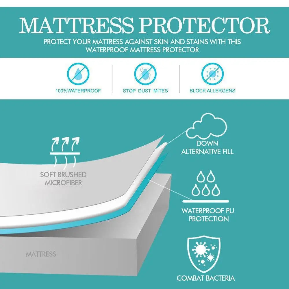 DreamZ Terry Cotton Fully Fitted Waterproof Mattress Protector in King size, featuring a soft terry cover and waterproof PU coating.