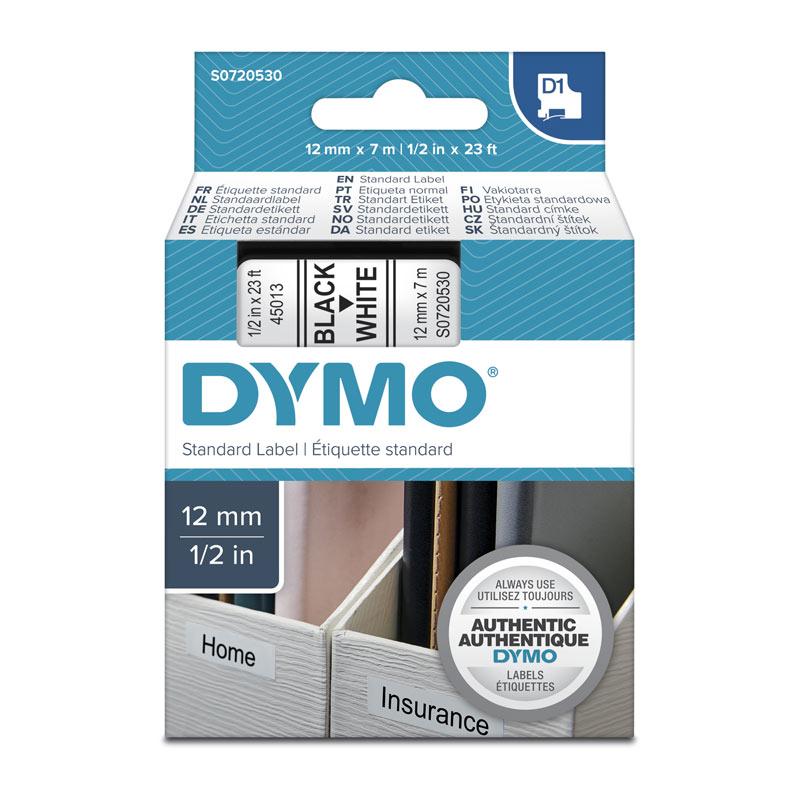 DYMO Black on White 12mmx7m Tape roll with clear labeling for POS stations.