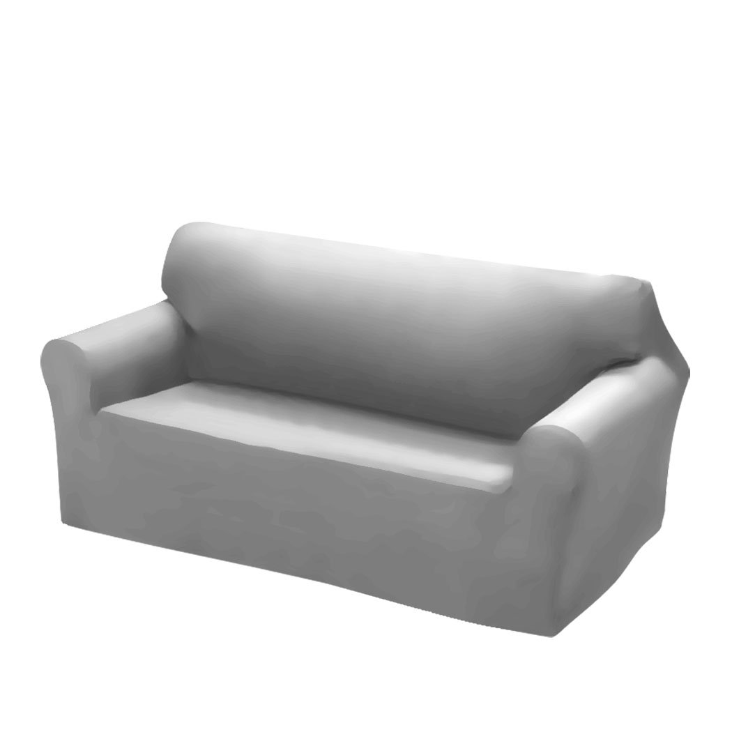 Grey Easy Fit Stretch Couch Sofa Slipcover for 2 Seater, showcasing its snug fit and soft texture.