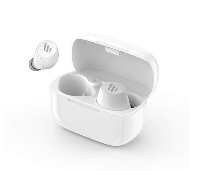 Edifier TWS1 Bluetooth Wireless Earbuds in white, showcasing their sleek design and ergonomic fit.