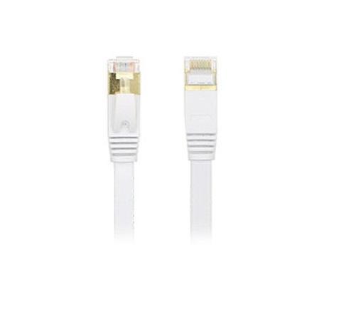 EDIMAX 0.5M White 10GbE Shielded CAT7 Network Cable, flat design for easy installation and high-speed data transfer.