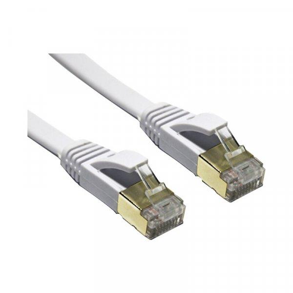 Edimax 15m White 10GbE Shielded CAT7 Network Cable, flat design for easy installation.