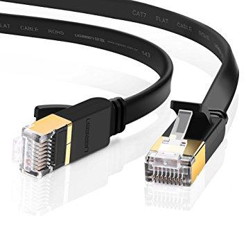 EDIMAX 3m Black 10GbE Shielded CAT7 Network Cable, flat design for easy installation, ideal for high-speed data transfer.