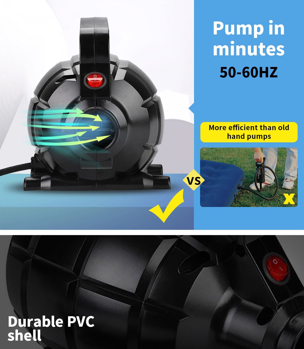 Electric air pump versus hand pump.