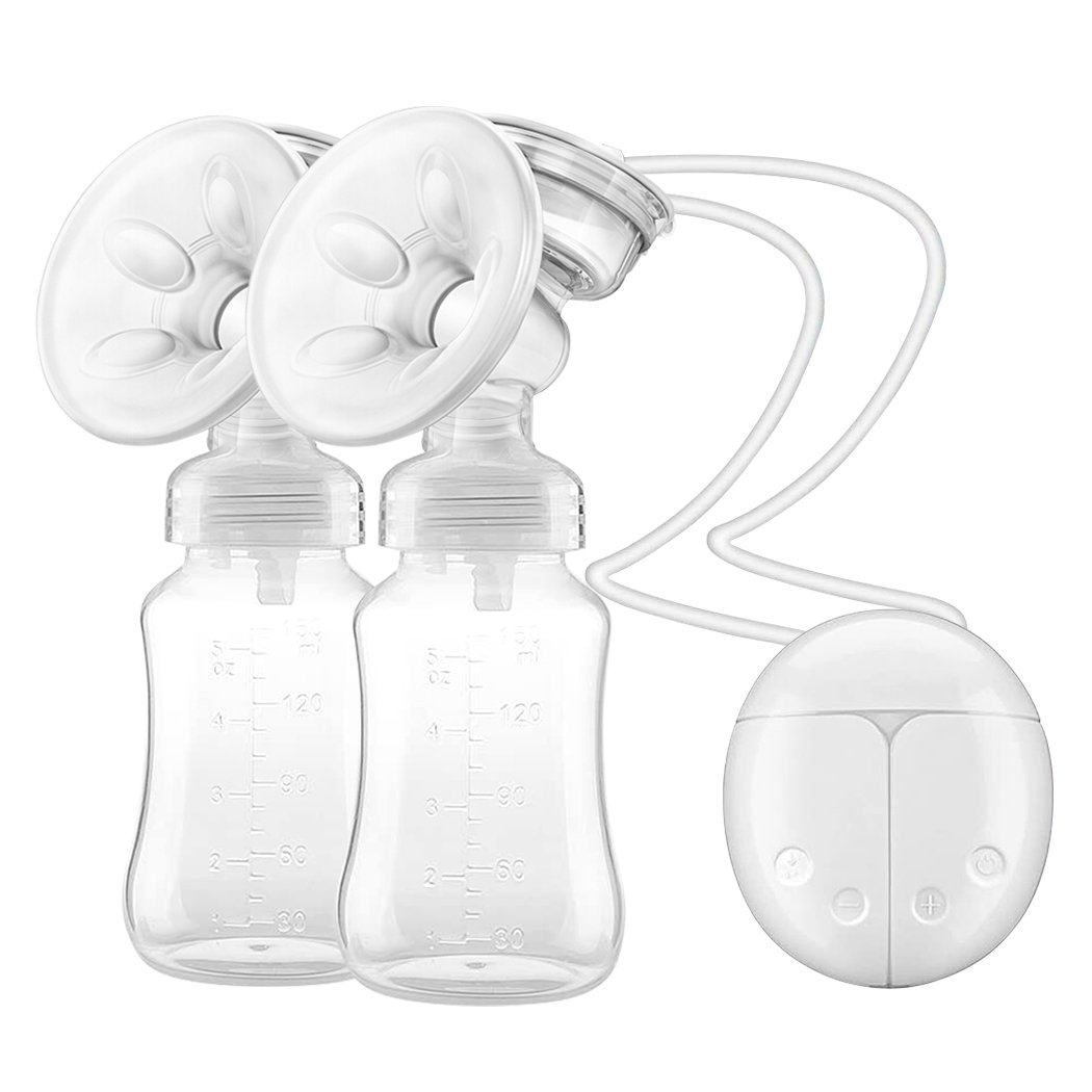 Electric Breast Pump with dual cups and USB charging port, designed for comfortable and efficient milk extraction.