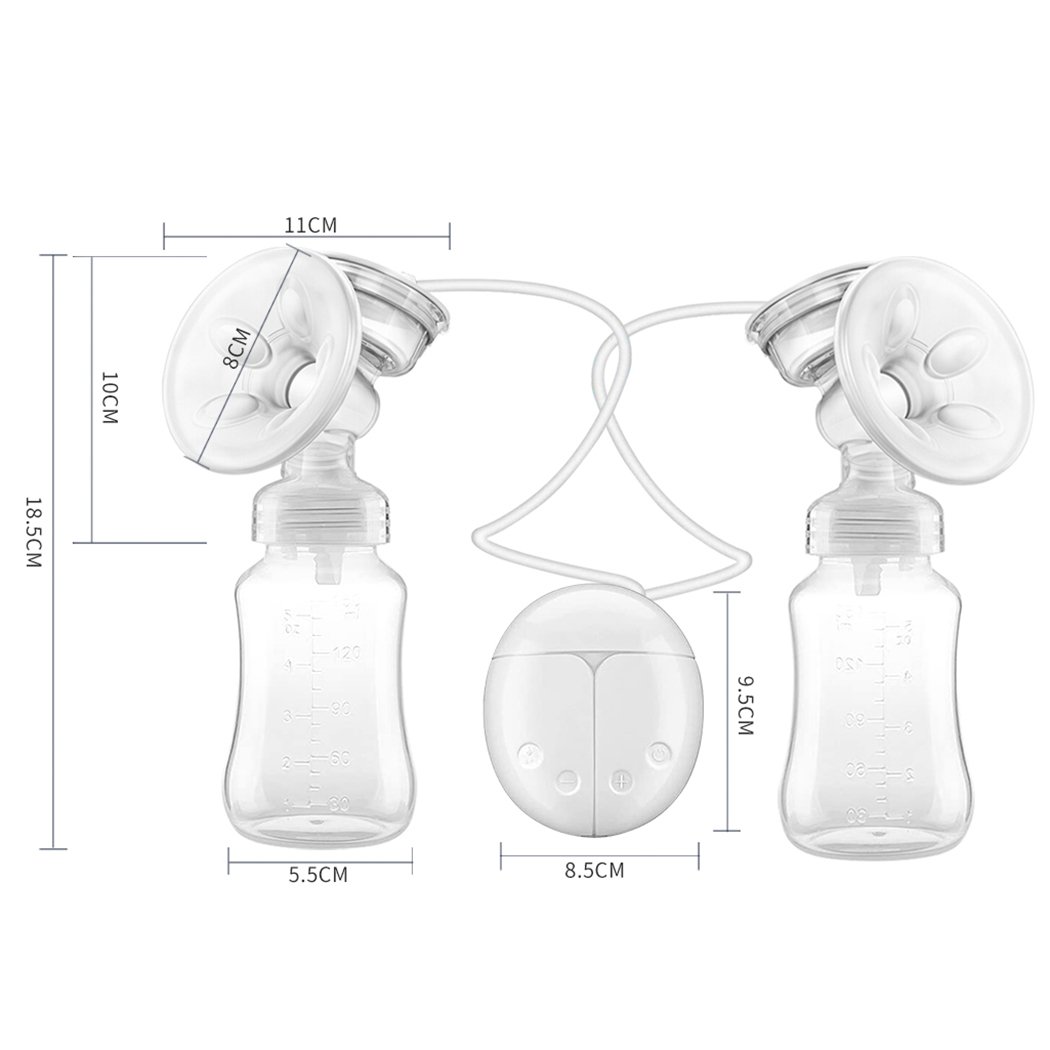 Electric Breast Pump with dual cups and USB charging port, designed for comfortable and efficient milk extraction.