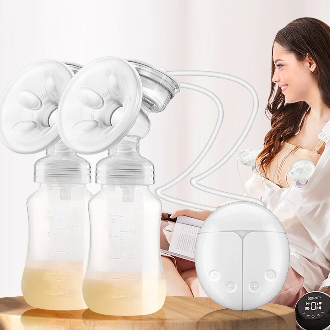 Electric Breast Pump with dual cups and USB charging port, designed for comfortable and efficient milk extraction.