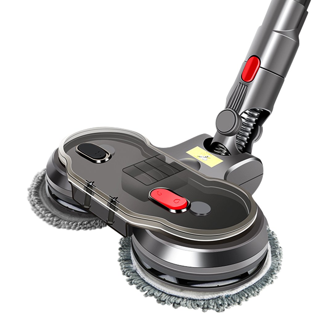 Electric Motorised Mop attachment for Dyson V7, V8, V10, V11, featuring a dual motor, detachable microfiber cloth, and 270° revolving head.