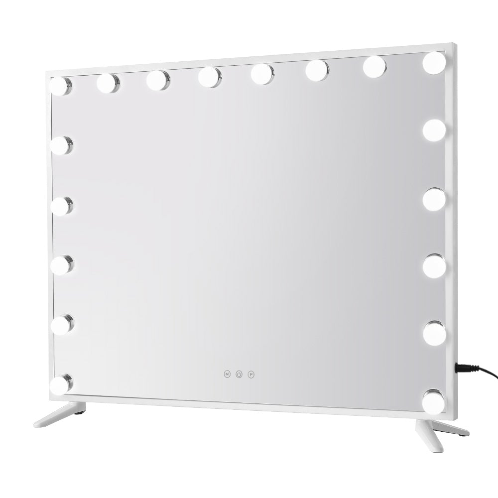 Embellir Makeup Mirror with LED lights, featuring a metal frame and touch controls, perfect for makeup application.