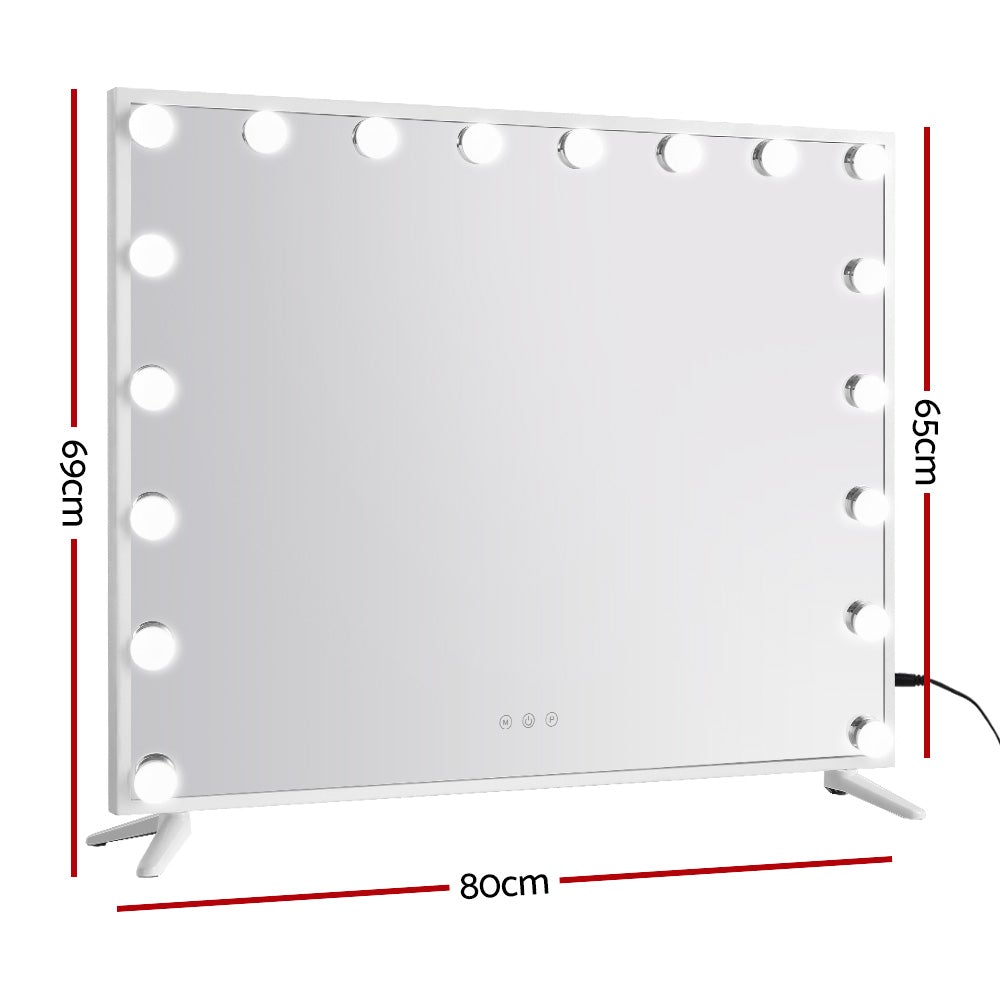 Embellir Makeup Mirror with LED lights, featuring a metal frame and touch controls, perfect for makeup application.