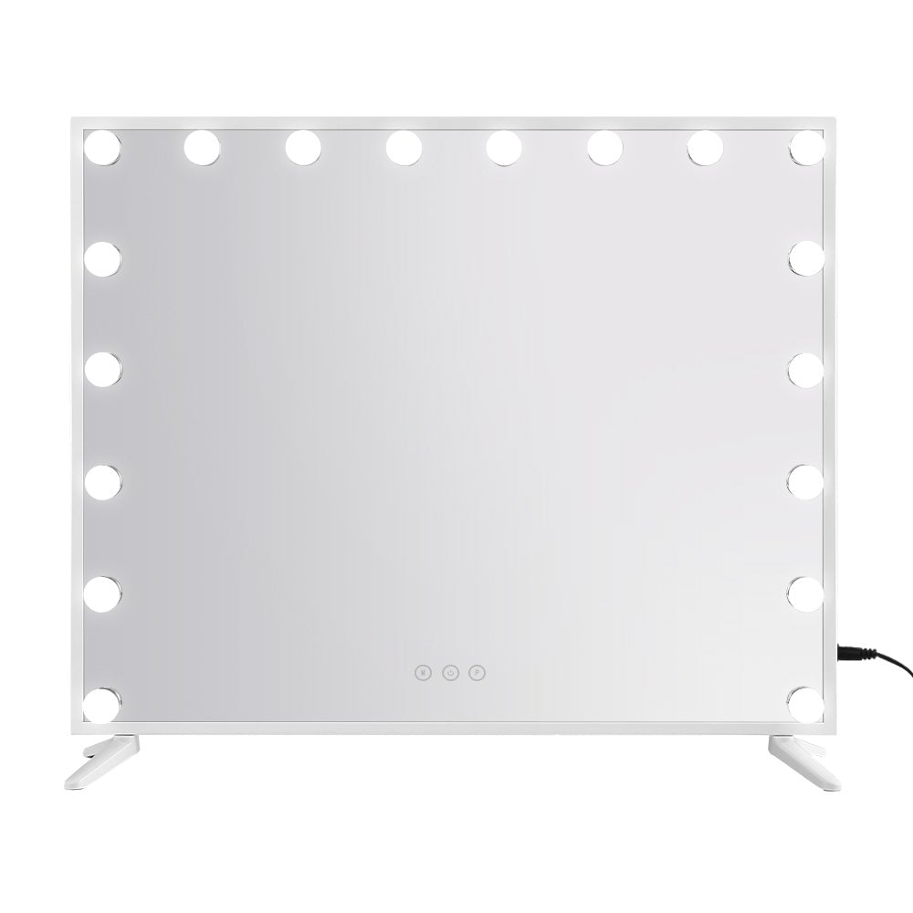 Embellir Makeup Mirror with LED lights, featuring a metal frame and touch controls, perfect for makeup application.