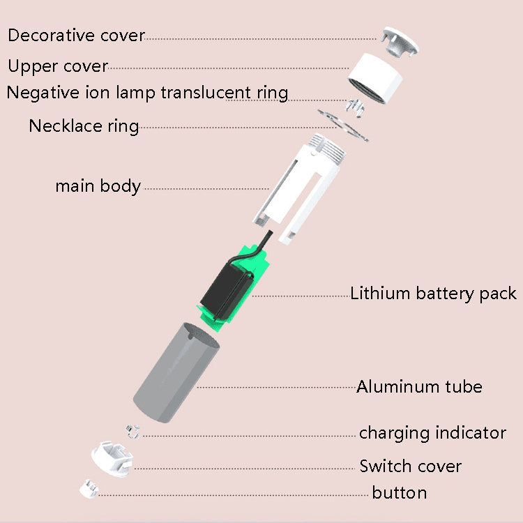 EP205 Portable Air Purifier Negative Ion Necklace, lightweight and stylish design, perfect for personal air purification.