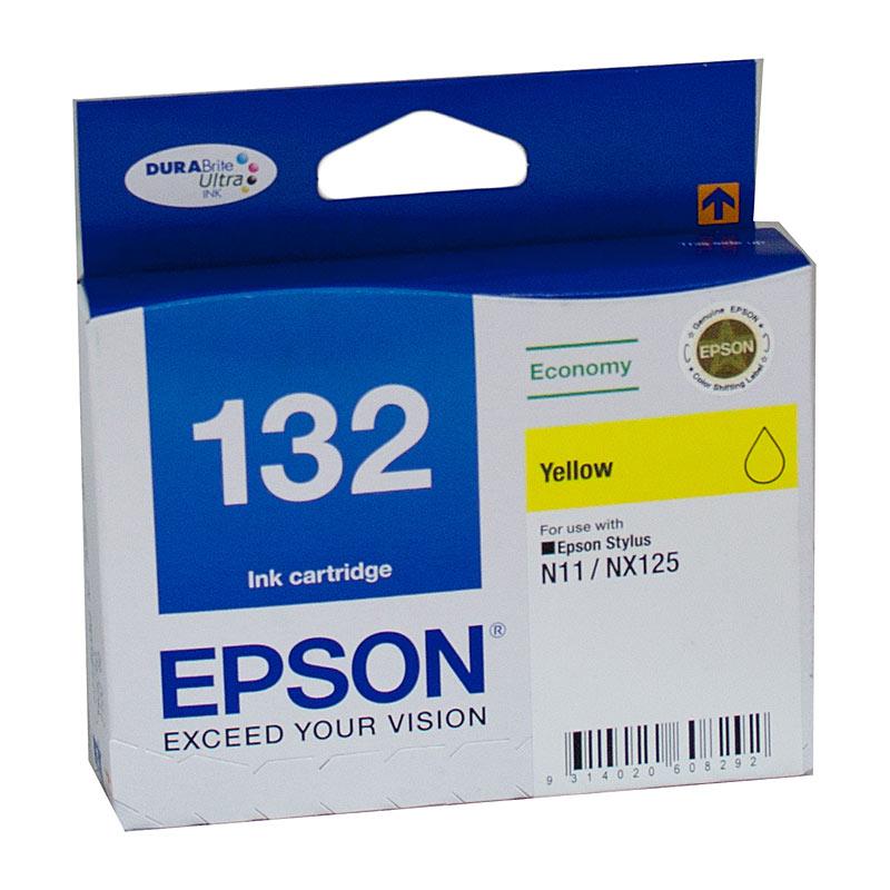 EPSON 132 Yellow Ink Cartridge, a genuine cartridge designed for vibrant printing, compatible with various EPSON printers.