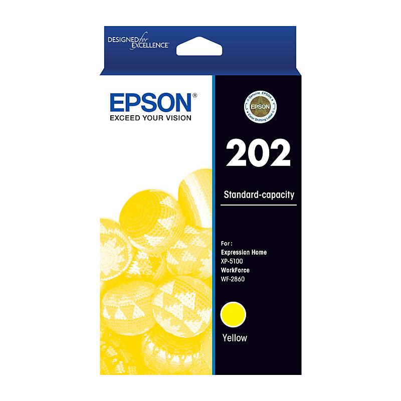 EPSON 202 Yellow Ink Cartridge, a genuine ink cartridge for vibrant printing.