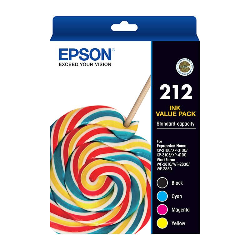 EPSON 212 4 Ink Value Pack featuring four genuine ink cartridges for vibrant printing.