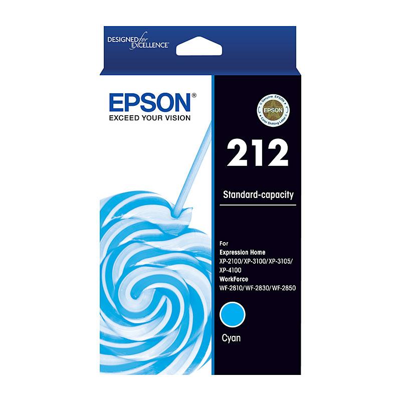 EPSON 212 Cyan Ink Cartridge, a genuine ink cartridge designed for vibrant printing, compatible with various EPSON printer models.