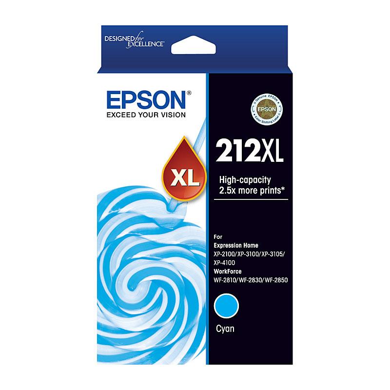 EPSON 212XL Cyan Ink Cartridge with vibrant cyan color, designed for high-quality printing.