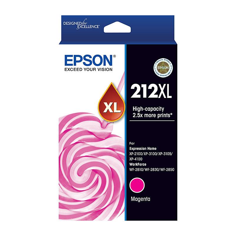 EPSON 212XL Magenta Ink Cartridge with vibrant magenta color, designed for high-quality printing.