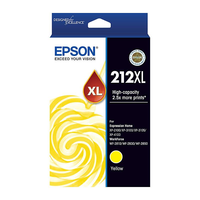 EPSON 212XL Yellow Ink Cartridge with vibrant yellow color, designed for high-quality printing.