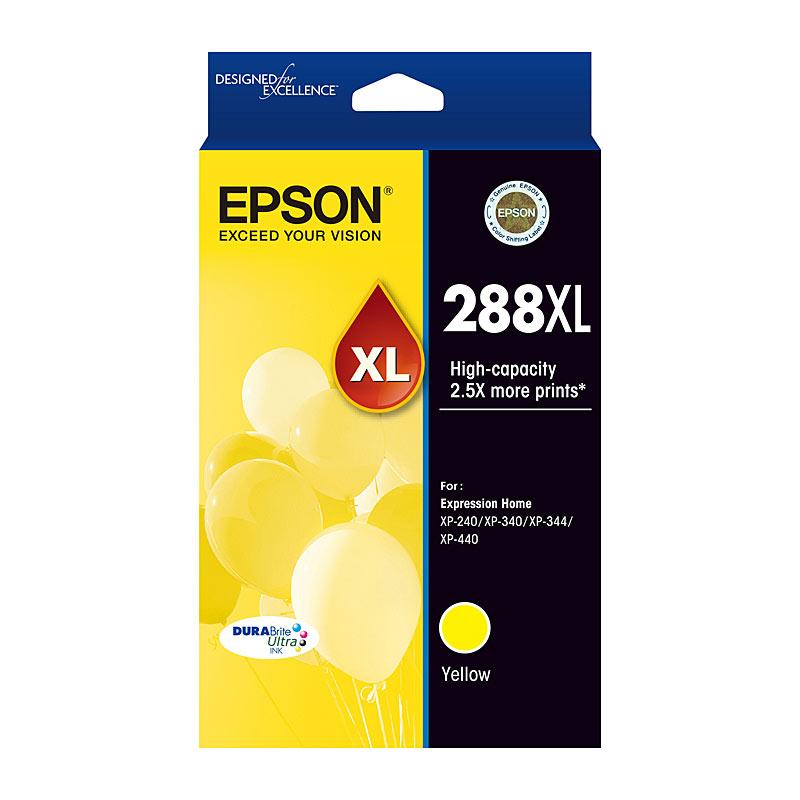 EPSON 288XL Yellow Ink Cartridge with vibrant yellow color, designed for high-quality printing.