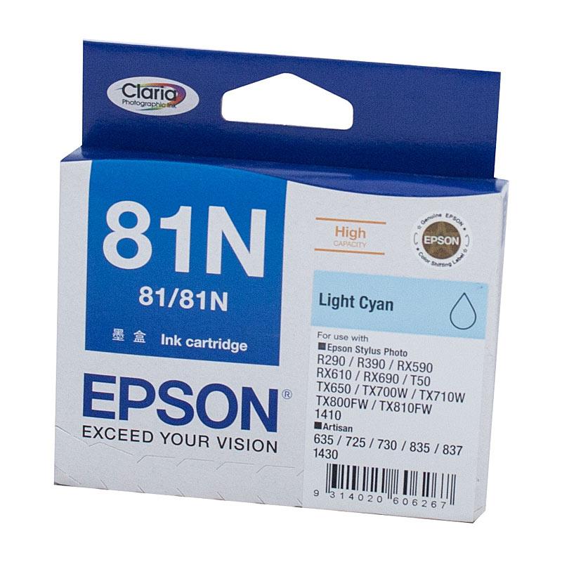 EPSON 81N HY Light Cyan Ink cartridge with vibrant color and packaging details.