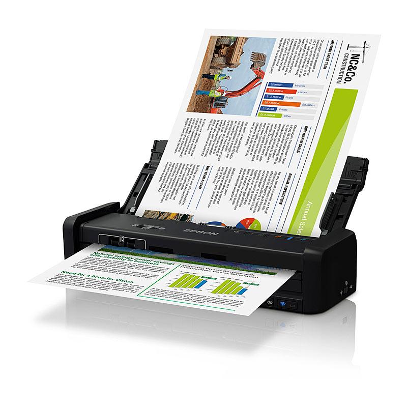 EPSON DS360W Scanner showcasing its compact design and wireless scanning capabilities.