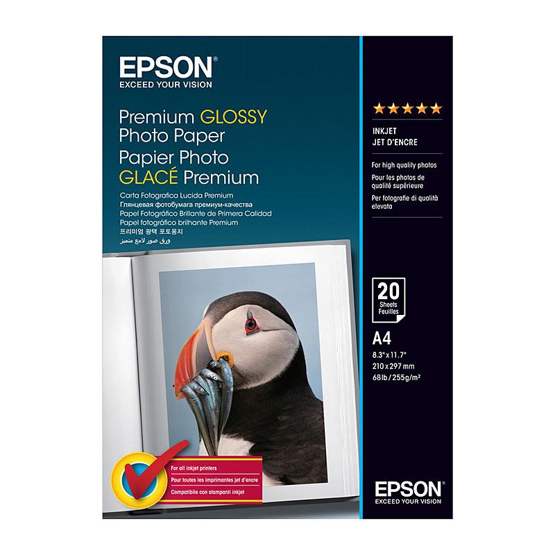 EPSON S041287 Glossy Paper A4 pack showcasing premium glossy finish for vibrant prints.