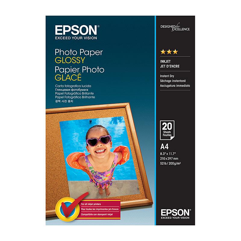 EPSON S042538 Glossy P/Paper pack showcasing premium glossy finish for vibrant photo printing.