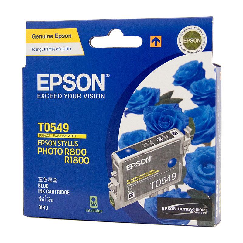 EPSON T0549 Blue Ink Cartridge with vibrant blue ink for high-quality printing.