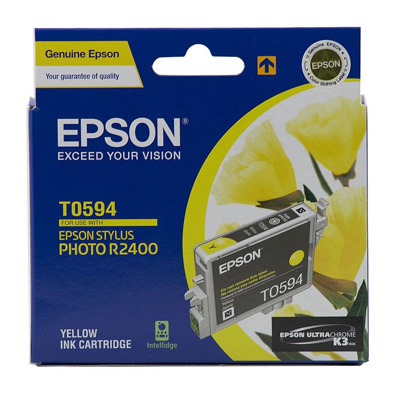 EPSON T0594 Yellow Ink Cartridge with vibrant yellow color, designed for high-quality printing.