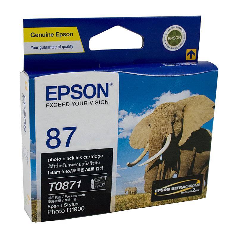 EPSON T0871 Ph Black Ink Cartridge with packaging, designed for high-quality photo printing.