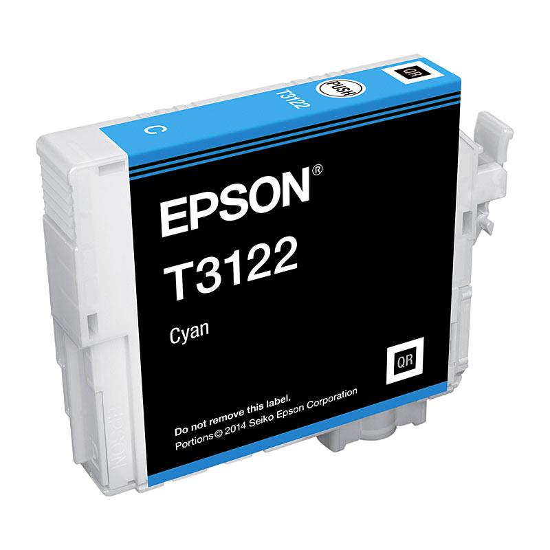 EPSON T3122 Cyan Ink Cartridge, a genuine ink cartridge designed for vibrant printing.