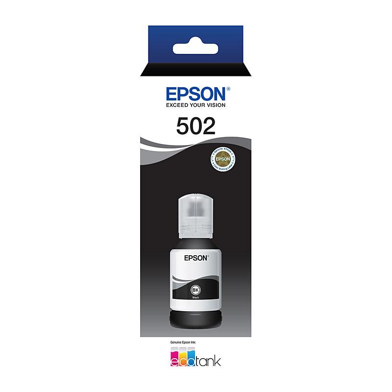 EPSON T502 Black EcoTank Bottle with sleek design and eco-friendly features, ideal for high-quality printing.