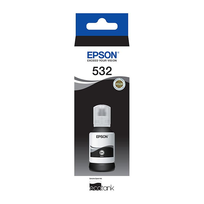 EPSON T532 Black EcoTank Bottle showcasing its sleek design and eco-friendly features, ideal for high-quality printing.