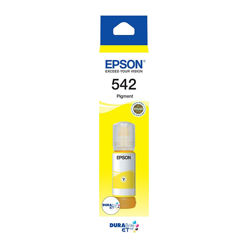 EPSON T542 Yellow Eco Tank toner cartridge with vibrant yellow color, designed for high-quality printing.