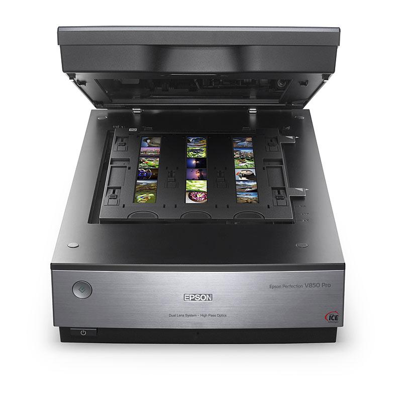 EPSON V850 Scanner showcasing its sleek design and advanced scanning features, ideal for high-resolution image capture.