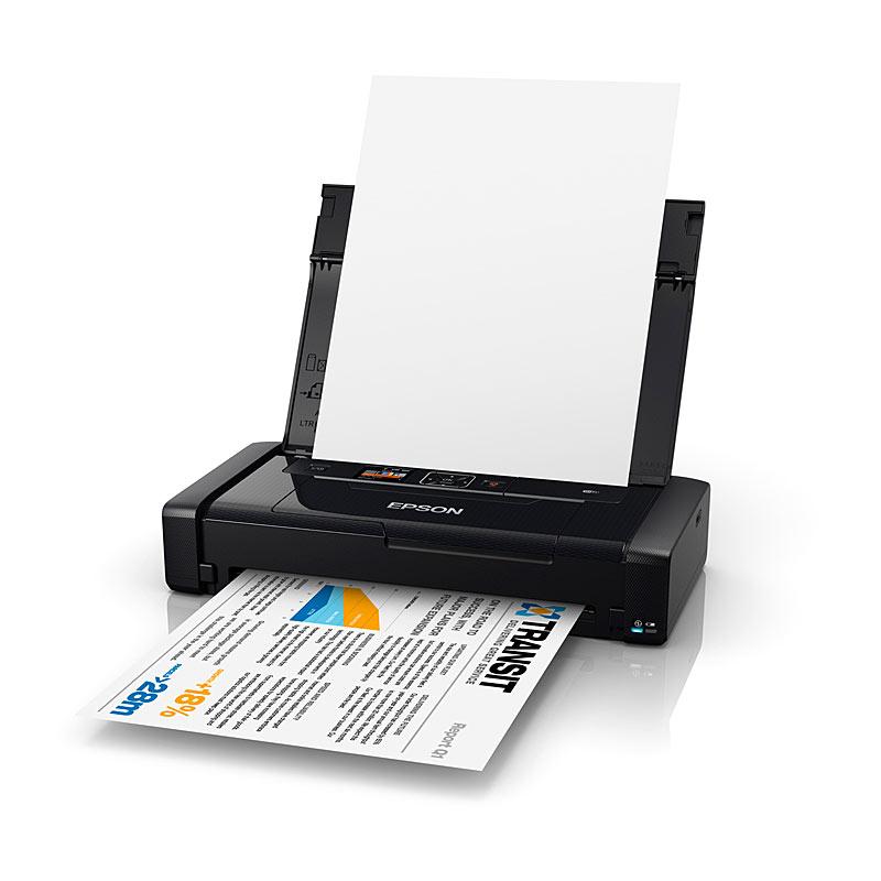 EPSON WF100 Inkjet Printer showcasing its compact design and wireless printing features.