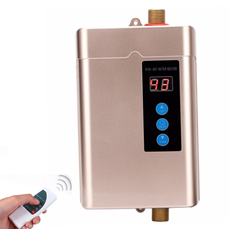 EU Plug 4000W Electric Water Heater with remote control and adjustable temperature settings, showcasing its sleek design and user-friendly interface.