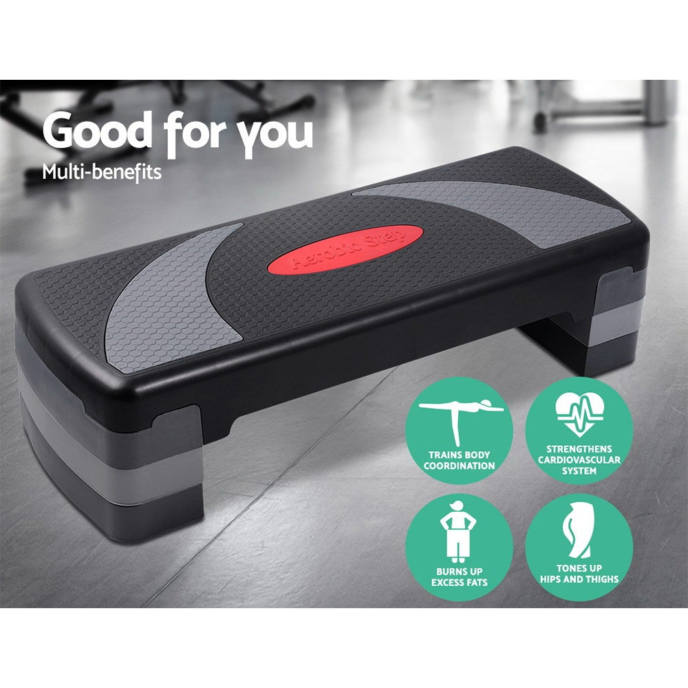 Everfit 3 Level Aerobic Step Bench with adjustable height and anti-slip surface, perfect for home workouts.