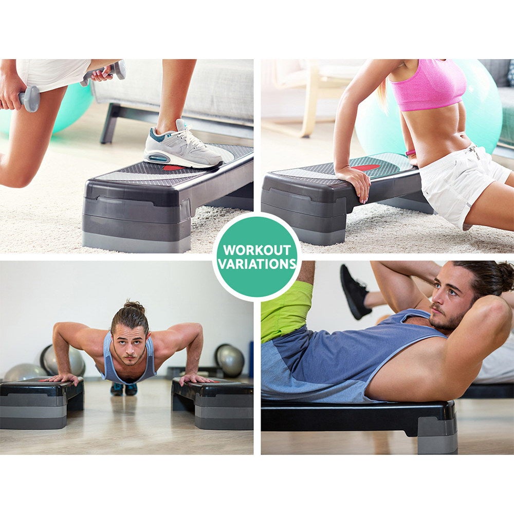 Everfit 3 Level Aerobic Step Bench with adjustable height and anti-slip surface, perfect for home workouts.