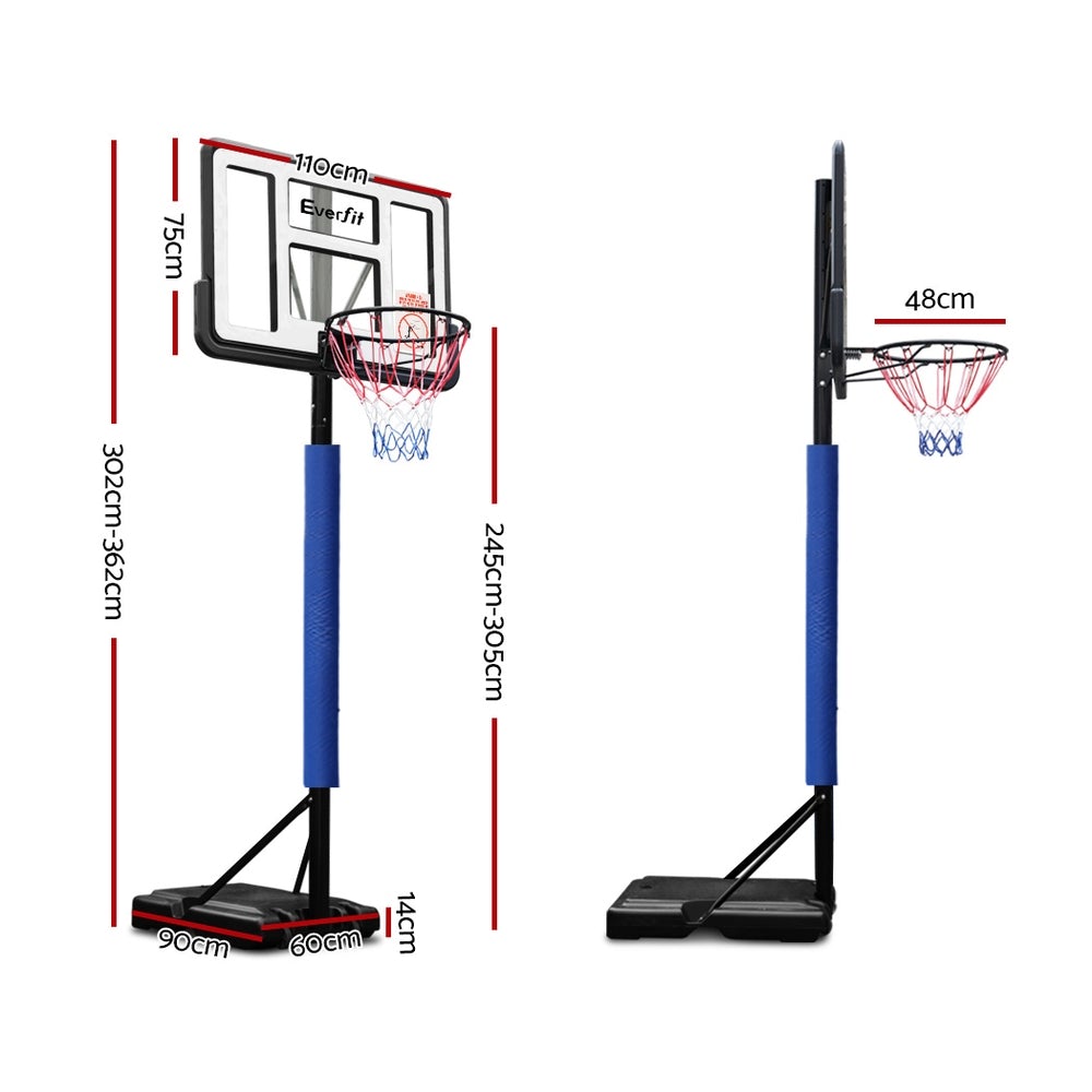 Everfit 3.05M Basketball Hoop Stand System with adjustable height and shatterproof backboard, perfect for outdoor play.