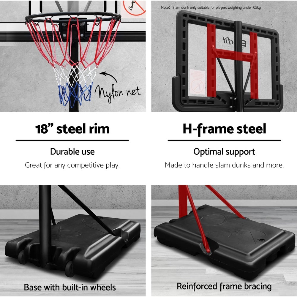 Everfit 3.05M Basketball Hoop Stand System with adjustable height and shatterproof backboard, perfect for outdoor play.