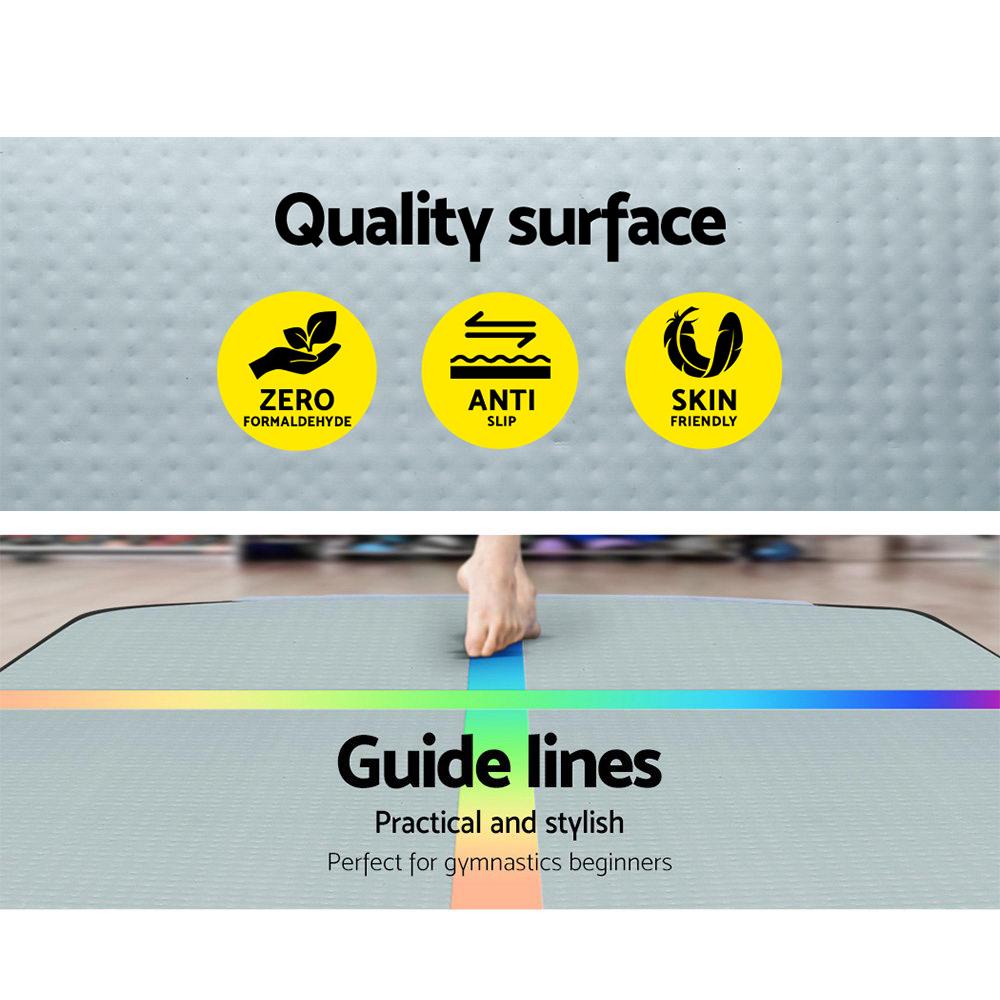 Everfit 5X1M Air Track Inflatable Tumbling Mat in vibrant colors, showcasing its durable and anti-slip surface, ideal for gymnastics and cheerleading.