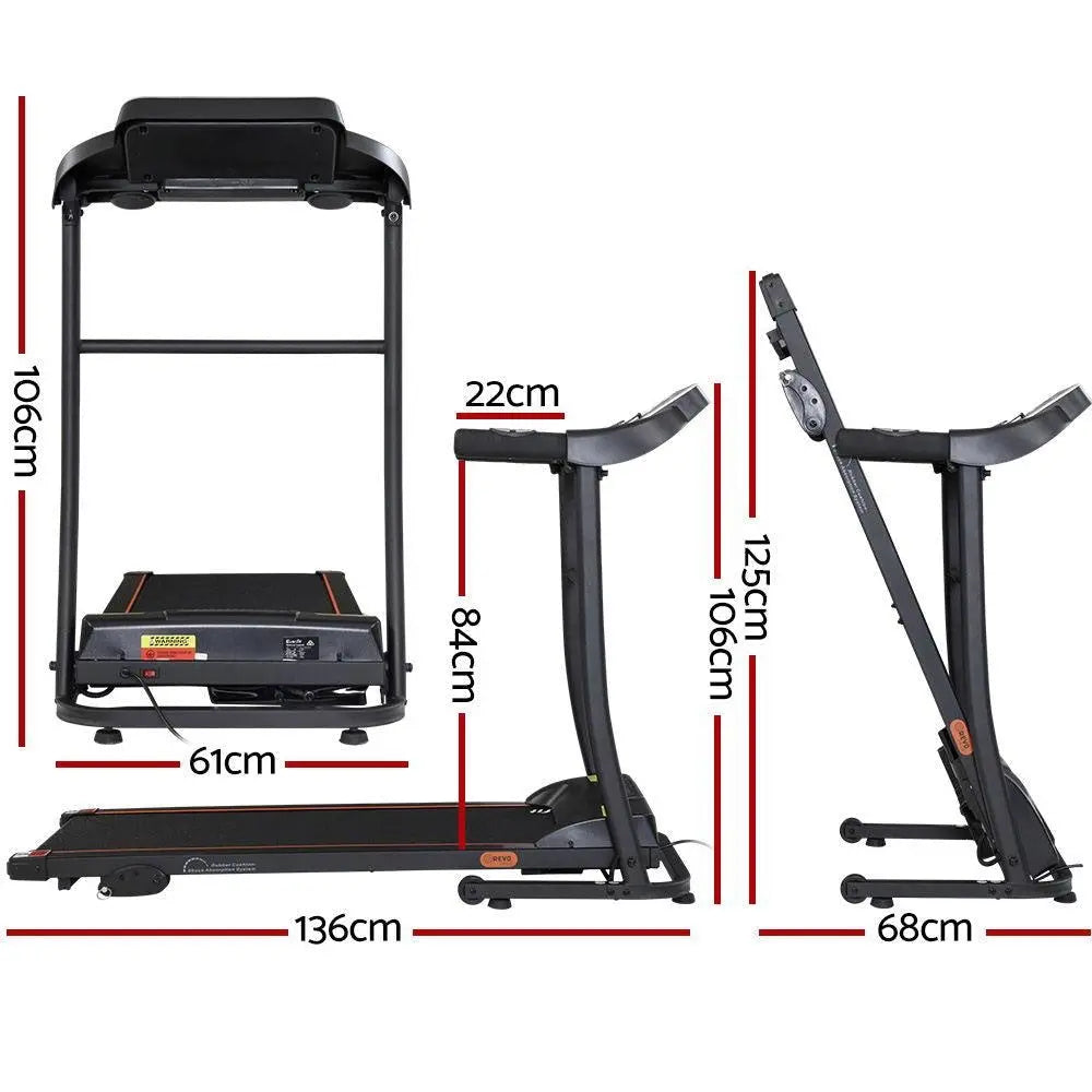 Everfit Electric Treadmill with digital display and foldable design, showcasing its sturdy frame and running belt.