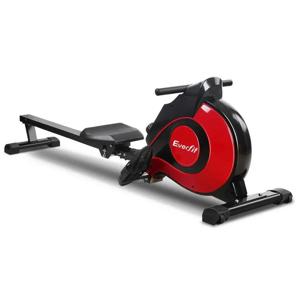 Everfit Resistance Rowing Exercise Machine with magnetic brake system, featuring a large LCD display and foldable design for home workouts.