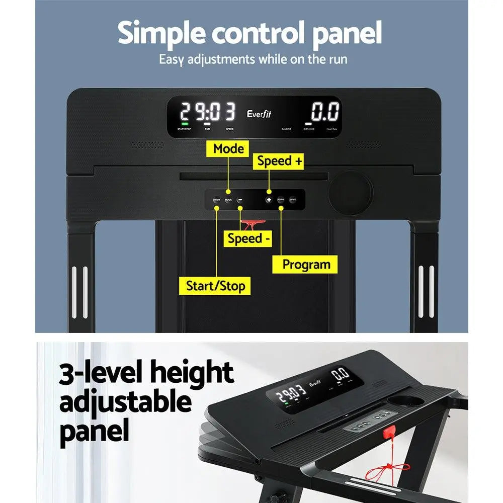 Everfit Treadmill Electric Fully Foldable Home Gym with digital display and safety features, designed for effective home workouts.