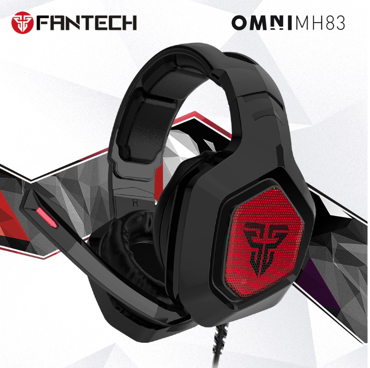 Fantech MH83 Stereo 7.1 Over Ear RGB Gaming Headphones with noise-cancelling microphone and RGB lighting.